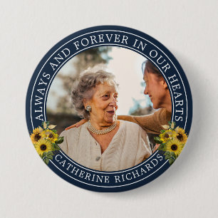 Gedenk-Sonnenblumen-Blumen-Foto-Gedenkfeier Button