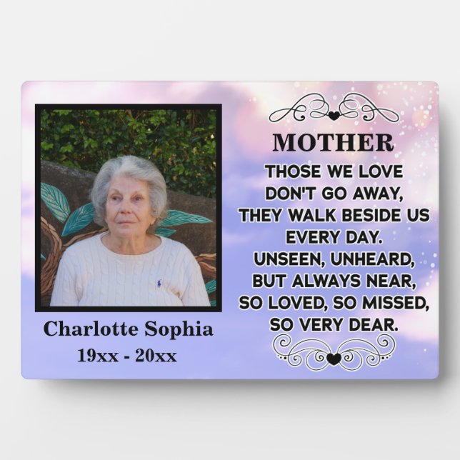 Gedenkangebot für Mama Custom Foto und Name Fotoplatte (Vorderseite)