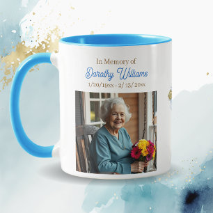 Gedenkartikel Goldenes Kreuz und Blumen Tasse