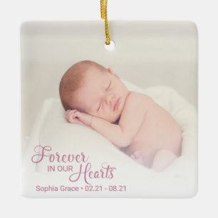 Gedenkbaby-Foto für immer in unseren Herzen Keramikornament