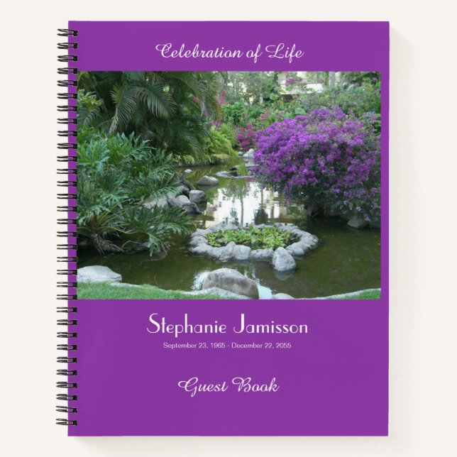 Gedenkbuch, lila Blumen Notizbuch (Vorderseite)