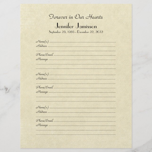 Gedenkbuchseite, betrügerische Creme (Vorderseite)