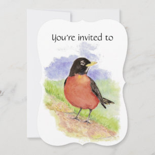 Gedenkdienst Einladung Wasserfarbe Robin Bird