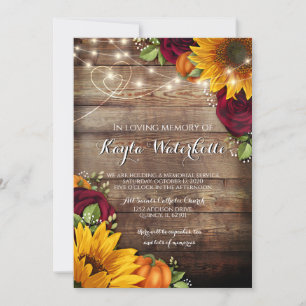 Gedenkdienst Sonnenblumen und Rose Tod Einladung