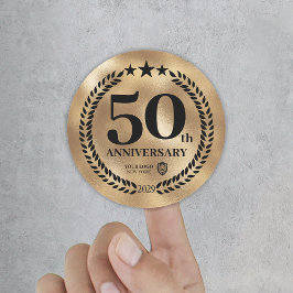 Gedenken an das 50-jährige Jubiläum des Gold-Logos Runder Aufkleber