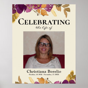 Gedenken an das Leben Foto Floral Frau Beerdigung Poster