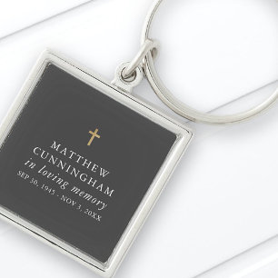 Gedenken an das moderne, einfache Kreuz des Gedäch Schlüsselanhänger