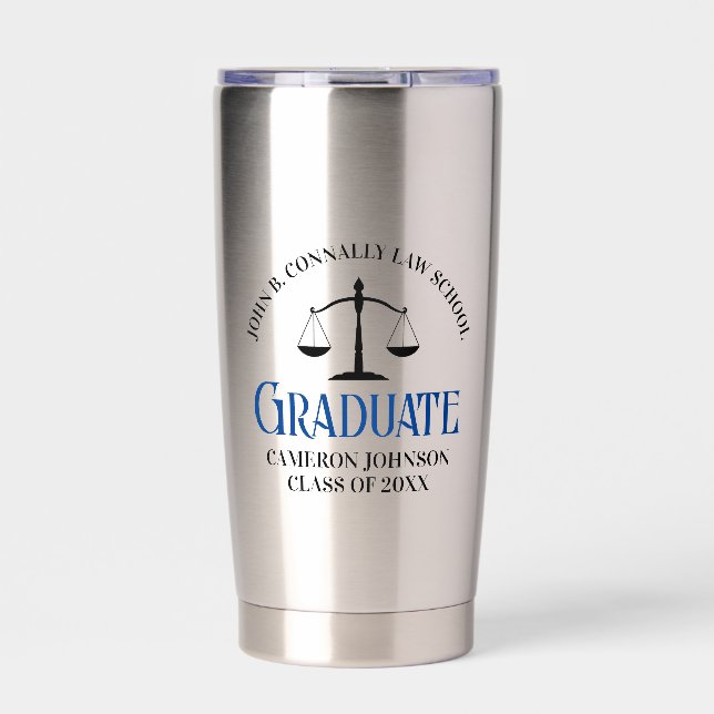 Gedenken an den Abschluss der Custom Blue Law Scho Thermobecher (Vorderseite)