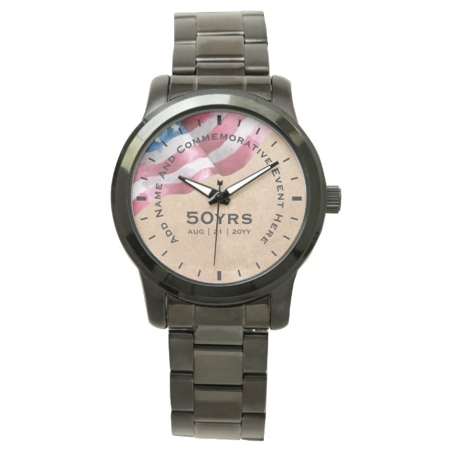 Gedenken an den militärischen Ruhestand unter der  Armbanduhr (Vorderseite)