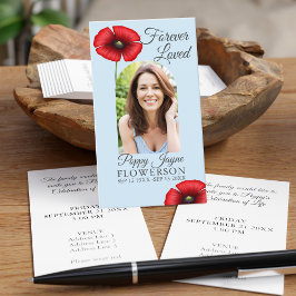 Gedenken an Poppy Sky Blue Beerdigung Zeremonie Ka Visitenkarte