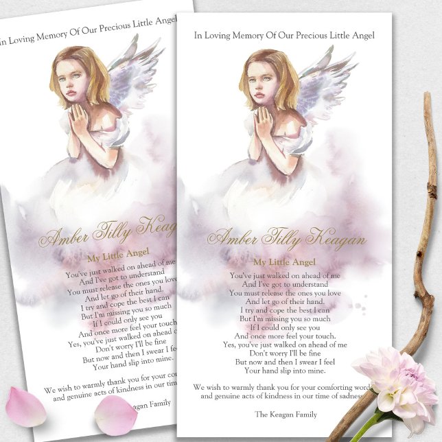 Gedenkfeier Angel Loss Beerdigung Danke Karten (funeral thank you cards, bereavement, elegant, simple, celebration of life, sympathy card)