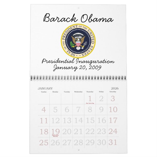 Gedenkfeier des PRÄSIDENTEN OBAMA Kalender (Jan 2026)