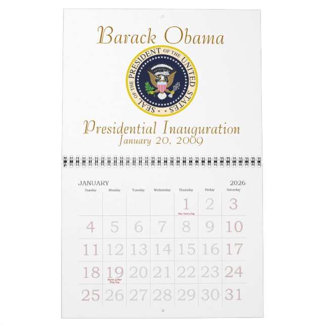 Gedenkfeier des PRÄSIDENTEN OBAMA Kalender (Jan 2026)