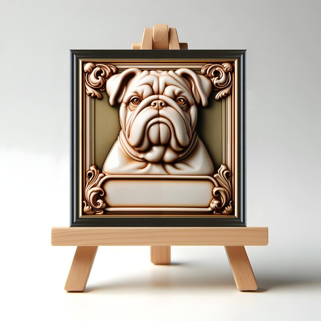 Gedenkfeier Fliese (Bulldog Memorial displayed on easel)