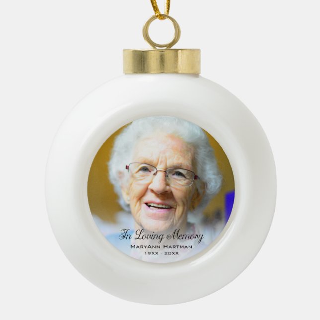 Gedenkfeier Foto in der Liebe Erinnerung Großmutte Keramik Kugel-Ornament (Vorderseite)