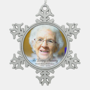 Gedenkfeier Foto in der Liebe Erinnerung Großmutte Schneeflocken Zinn-Ornament