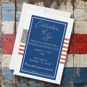 Gedenkfeier für das Leben Veteranflagge Einladung