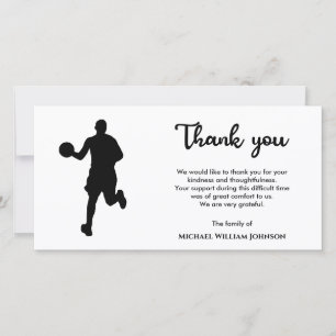 Gedenkfeier für den Schwarz-Weiß-Basketball Dankeskarte