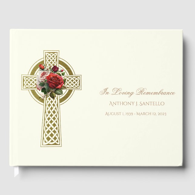 Gedenkfeier für die Celtic Cross Irish Rose Gästebuch (Vorderseite)