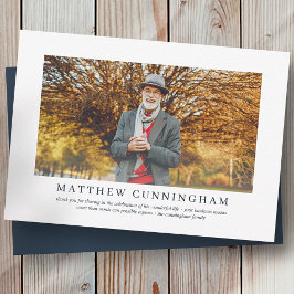 Gedenkfeier für ihn | Elegantes modernes Foto Dankeskarte