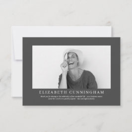 Gedenkfeier für sie| Elegantes modernes Foto Dankeskarte