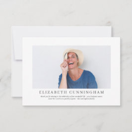 Gedenkfeier für sie| Elegantes modernes Foto Dankeskarte