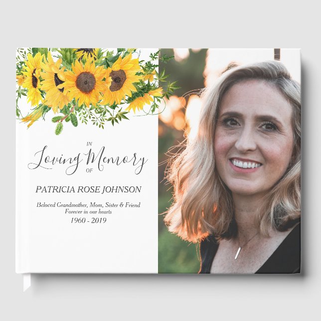Gedenkfeier für Sonnenblumen Foto Gästebuch (Vorderseite)