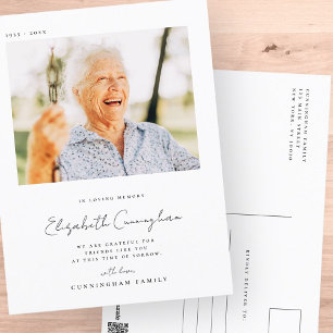 Gedenkfeier Liebe Erinnerung Elegant Einfach Moder Postkarte