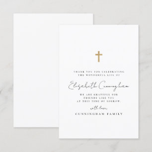 Gedenkfeier Modern Simple Imitats Gold Cross Dankeskarte
