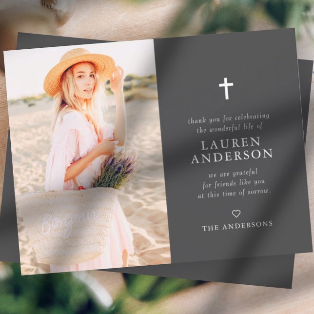 Gedenkfeier Modernes Chic Cross Dankeskarte (Von Creator hochgeladen)