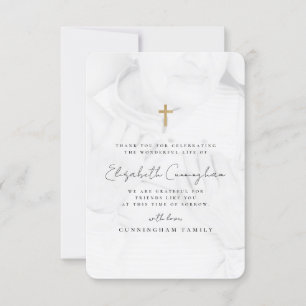 Gedenkfeier Modernes Foto mit einfachem Goldkreuz Dankeskarte