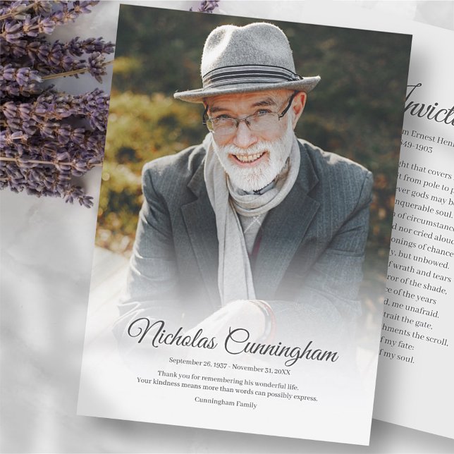 Gedenkfeier Modernes klassisches Gedicht mit einfa Dankeskarte (Von Creator hochgeladen)