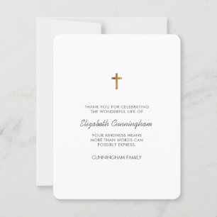 Gedenkfeier Modernes und einfaches Kreuz Dankeskarte