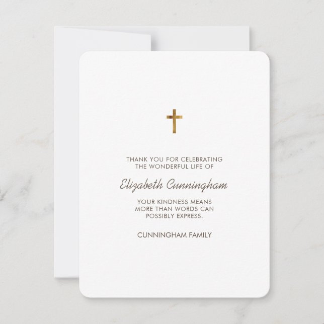 Gedenkfeier Modernes und einfaches Kreuz Dankeskarte (Vorderseite)
