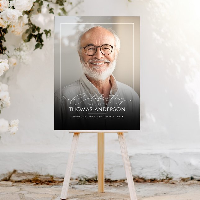 Gedenkfeier oder Beerdigung Foto Tribut Schwarz ve Acrylschild (Memorial Funeral Black Faded Acrylic Photo Sign)