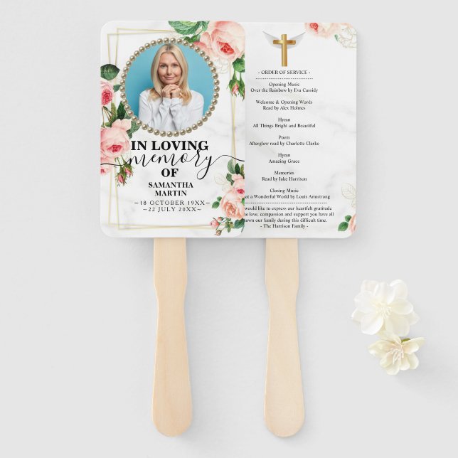 Gedenkfeier Rosy Feier des Handfans des Lebens Fächer (Vorne und Hinten)