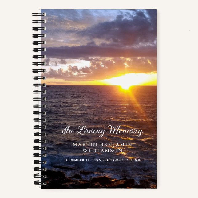 Gedenkfeier Sunset Ocean Beach Gästebuch Notizbuch (Vorderseite)