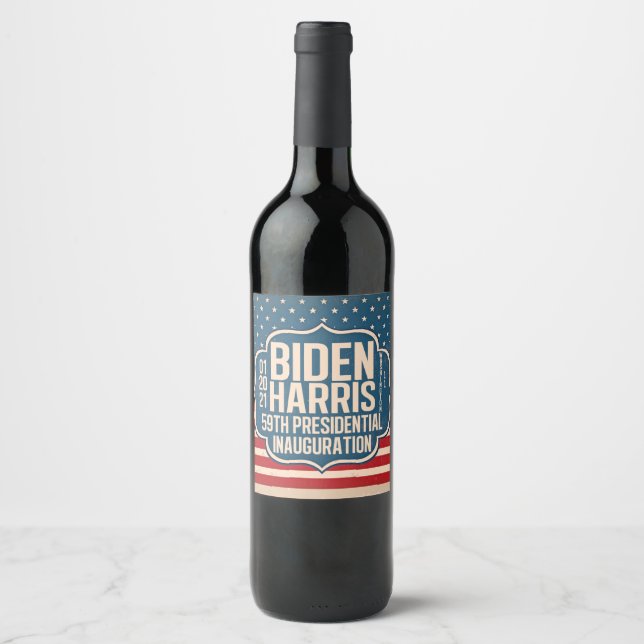 Gedenkfeier von Biden Harris 59. Weinetikett (Vorderseite)