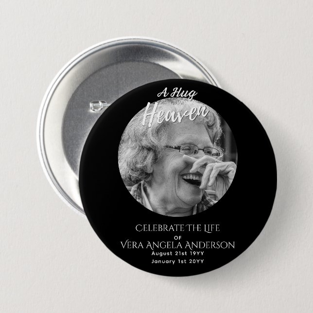 Gedenkfeier zum Foto von lebenslangen Bestattungsg Button (Vorne & Hinten)