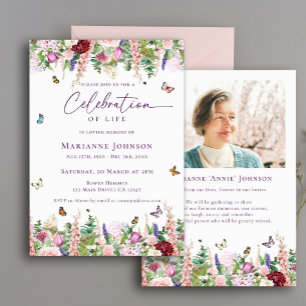 Gedenkfeier zum Leben: Blumenschmetterlinge Einladung