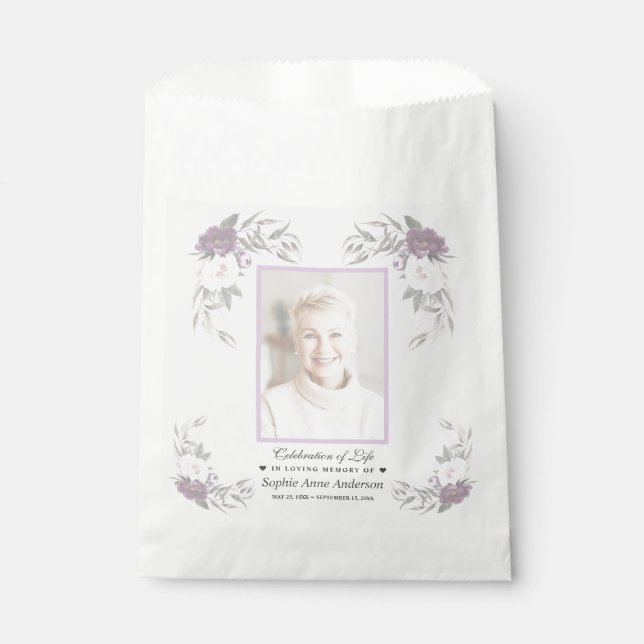 Gedenkfeier zum Leben verblassten Foto Geschenktütchen (Vorderseite)