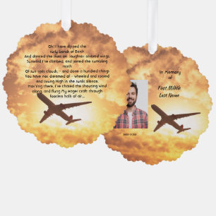 Gedenkfoto Andenken Pilot Flugzeuge Flug Ornament Karte