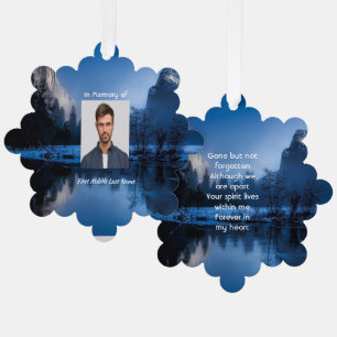 Gedenkfoto Bergsee Winter Schnee Ornament Karte