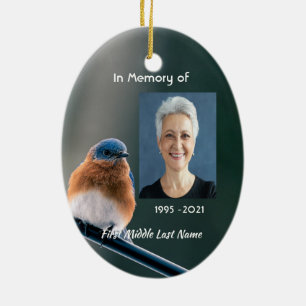 Gedenkfoto-Gebet Blauevogel-Garten-Vogel Keramik Ornament