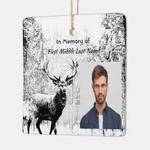 Gedenkfoto-Gebet-Hirsch-Wald-Winter-Wild Keramikornament
