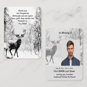 Gedenkfoto Gebet Hirsch Wald Winter Wild Visitenkarte