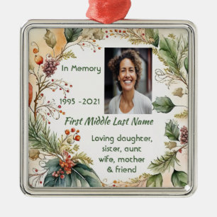 Gedenkfoto-Gebet Klassisches Weihnachts-Stechpalme Ornament Aus Metall