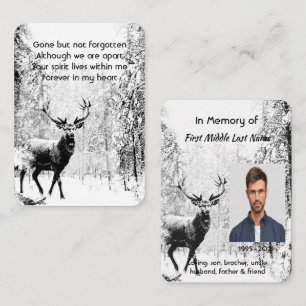 Gedenkfoto-Gebets-Hirsch-Wald-Winter-Wild Visitenkarte