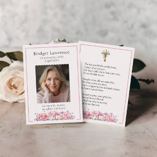 Gedenkfoto-Gebetskarte mit rosa Hortensie Visitenkarte