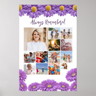 Gedenkfoto-Kollage Lila Gerbera Poster